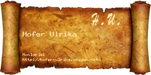 Hofer Ulrika névjegykártya